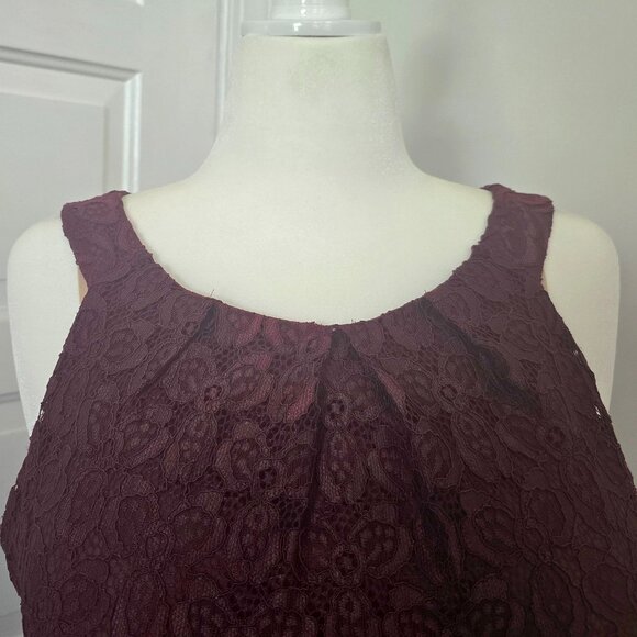 Wisp NWT Burgundy Lace Halter Cocktail Party/Wedding Knee-Length Dress Sz 12 - Picture 3 of 10